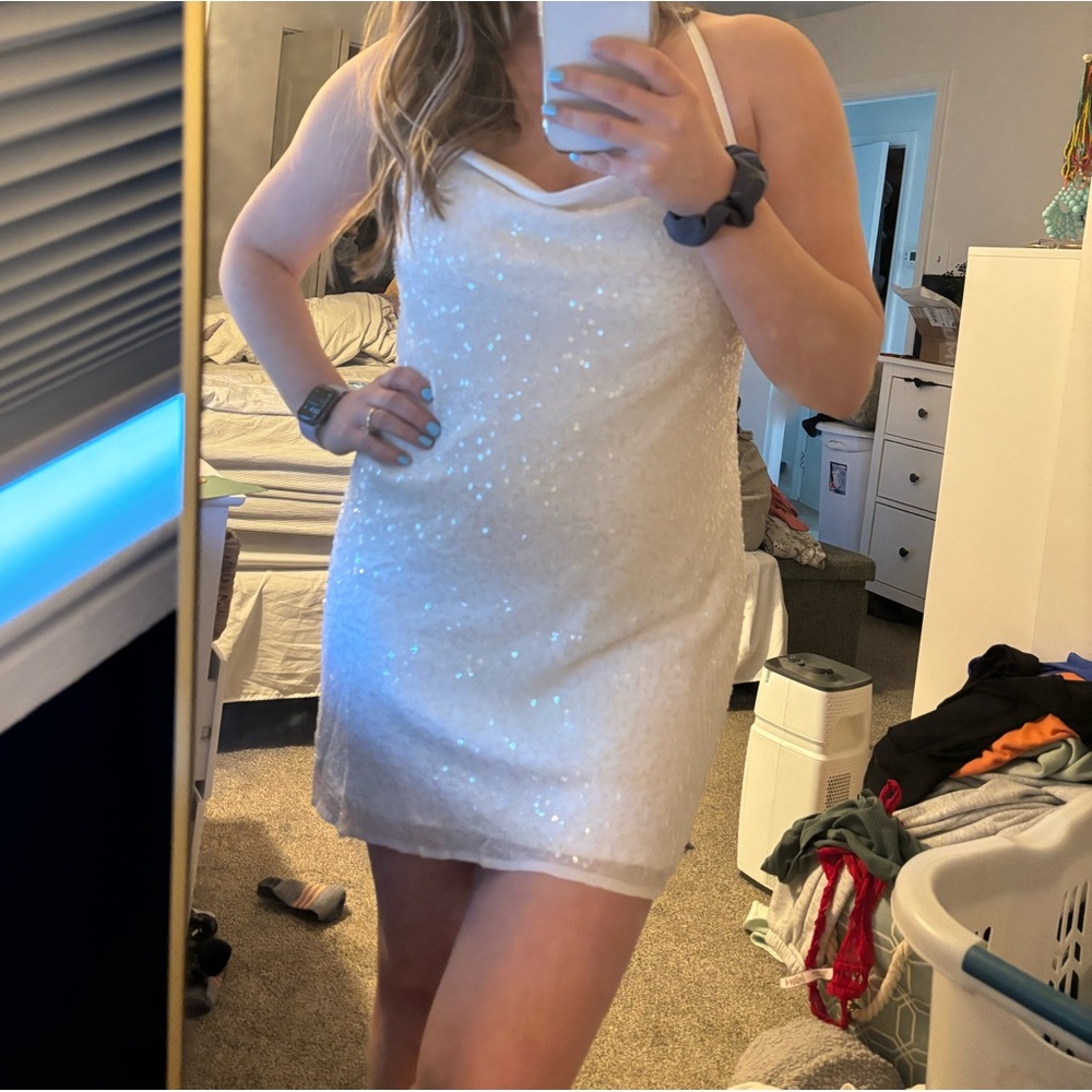 Show Me Your Mumu White Sequin Slip Dress
